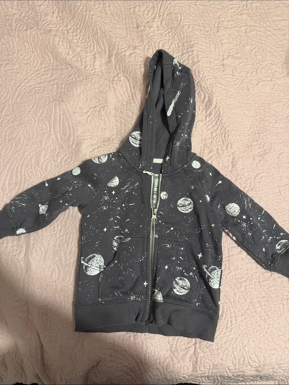 Carter's Dark Gray Zip-Up Hoodie with Planet Print